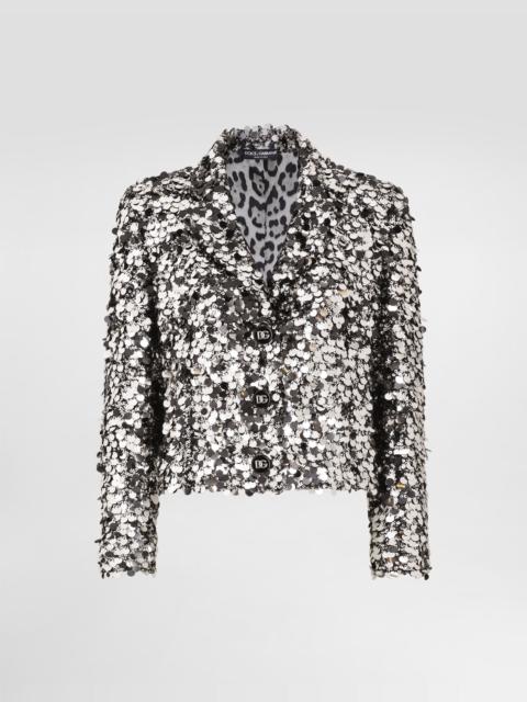 Dolce & Gabbana Short single-breasted jacket with sequin embellishment