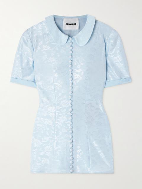 Jil Sander Claudine Voile-trimmed Satin-jacquard Shirt