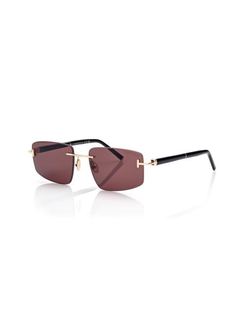 TOM FORD SQUARE TITANIUM AND HORN SUNGLASSES