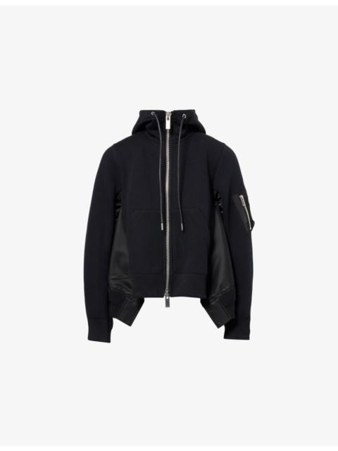 sacai Asymmetric Panelled Cotton-Blend Hoodie