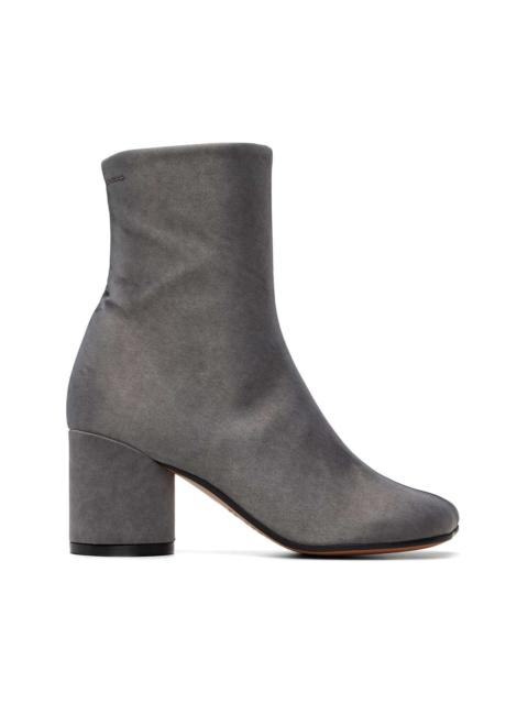 MM6 Maison Margiela Gray Satin Anatomic Ankle Boots