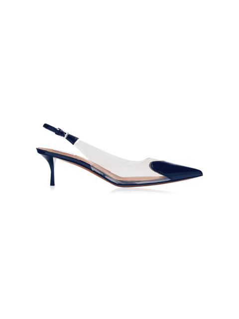 Alaïa Le Coeur PVC, Leather Slingback Pumps blue