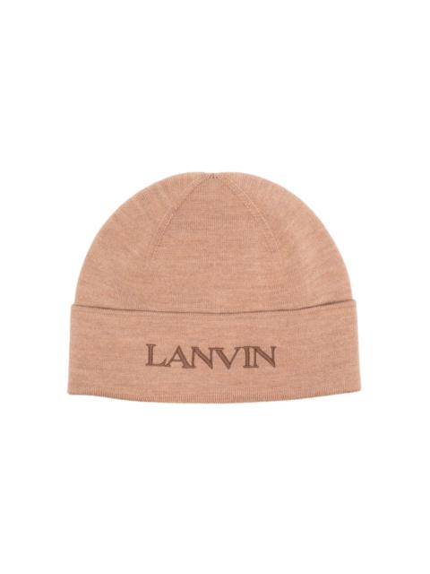 Lanvin logo-embroidered wool beanie