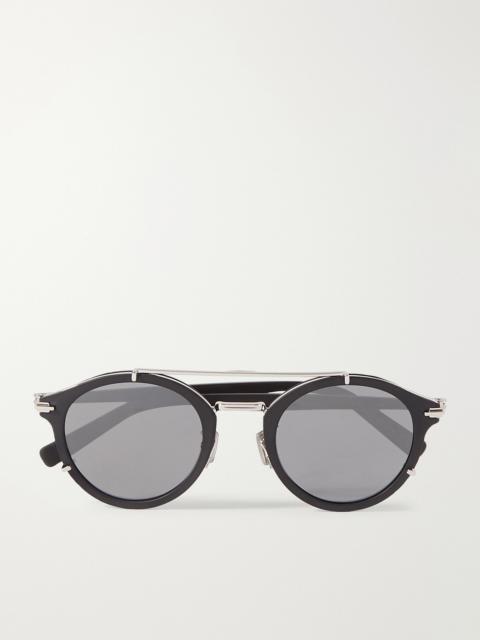Dior DiorBlackSuit R7U Acetate and Silver-Tone Round-Frame Sunglasses