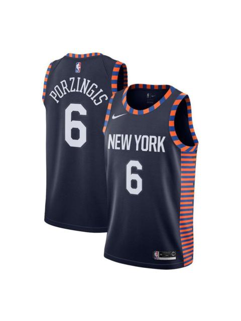 Nike Nike NBA NYC Knicks Swingman Jersey Porzingis 'City Edition' Navy AJ4630-419