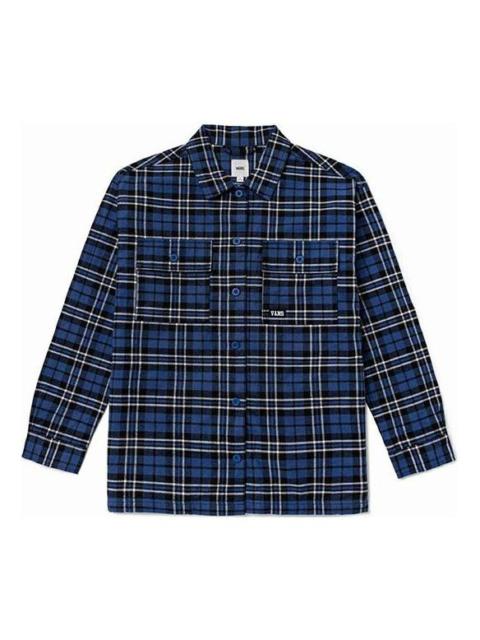 Vans (WMNS) Vans Contrasting Colors Plaid Logo Printing Long Sleeves Blue Shirt VN0A7TNT2T9