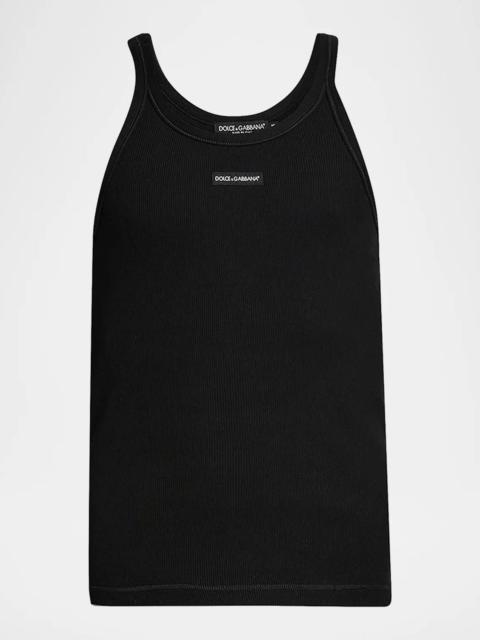 Dolce & Gabbana Men's Etichetta Rib Jersey Cotton Tank Top