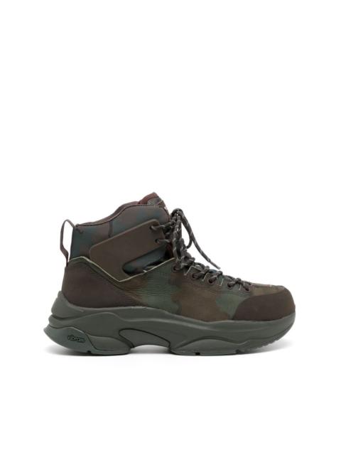 UNDERCOVER camouflage-print lace-up boots