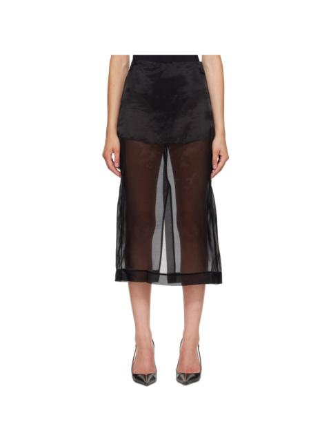 The Frankie Shop Black Peri Sheer Midi Skirt
