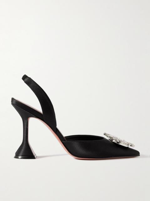 Amina Muaddi Begum Swarovski Crystal-embellished Satin Slingback Pumps