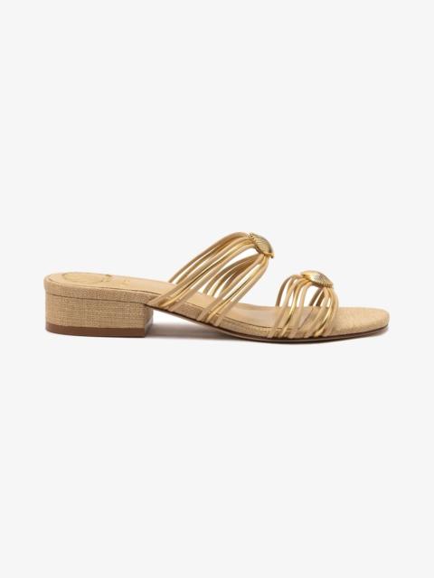 Larroudé Shelly Flat Mule In Beige Raffia