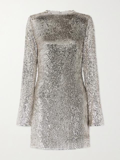 SIMKHAI Opal Sequined Mesh Mini Dress