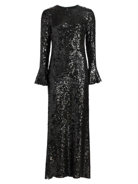 LAPOINTE Women's Sequined Flare-Sleeve Sheath Gown - Dark Green