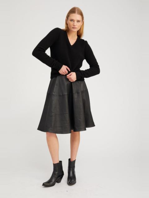 SPRWMN BLACK LEATHER BARDOT SKIRT