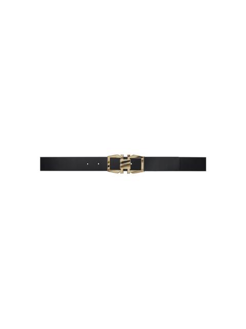 FERRAGAMO Black Gancini Adjustable Reversible Belt
