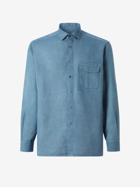 CORNELIANI Blue pure linen shirt