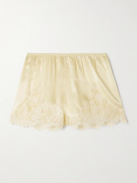 DÔEN Iona Lace-trimmed Silk-satin Shorts