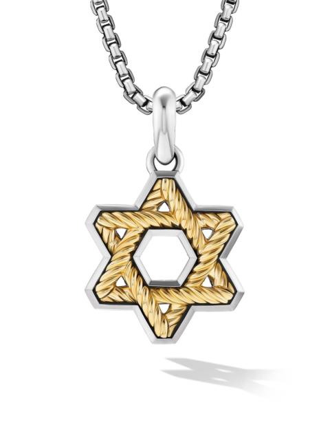 DAVID YURMAN Men's Cable Star of David Amulet in Sterling Silver with 18K Yellow Gold, 19MM - Silver