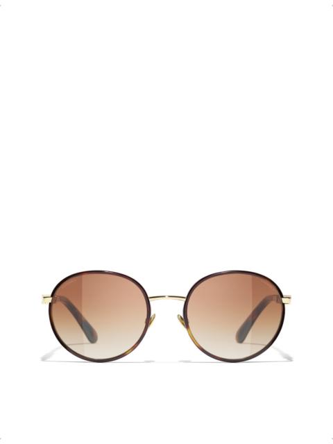 CHANEL CH4282 round-frame tortoiseshell metal sunglasses