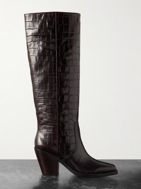 LOEFFLER RANDALL Lynn Croc-effect Leather Knee Boots