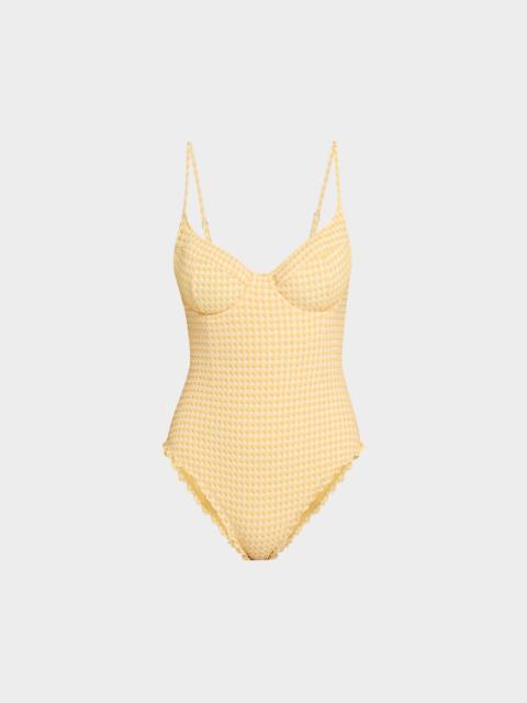 SIMKHAI Suni Textured Gingham One-Piece Swimsuit
