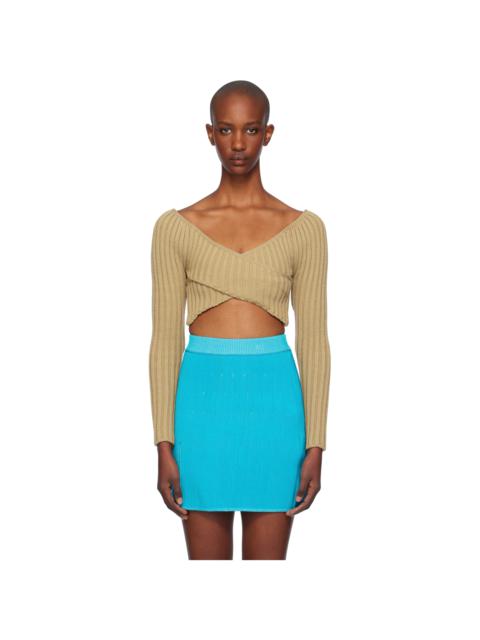 ISA BOULDER Beige Crossed Sleeves Sweater