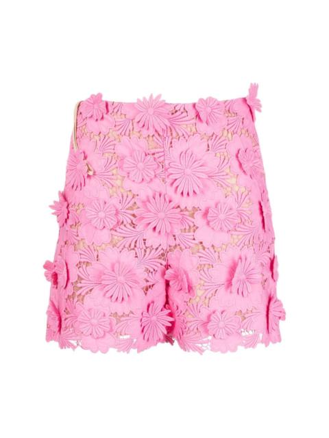floral-lace high-waisted shorts