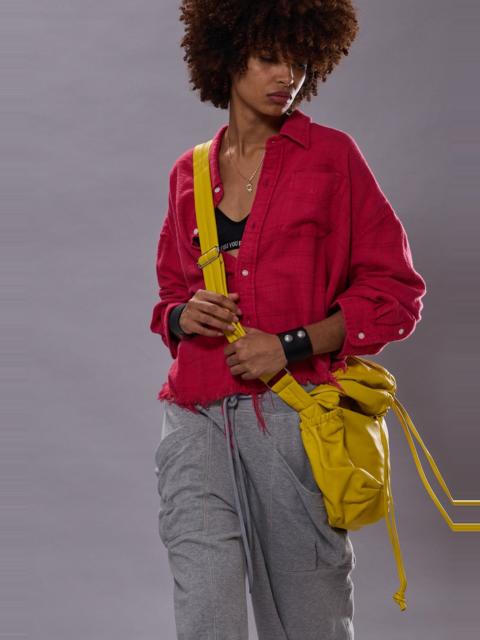 R13 DROP NECK CROPPED SHIRT - OVERDYED FUCHSIA PLAID - R13