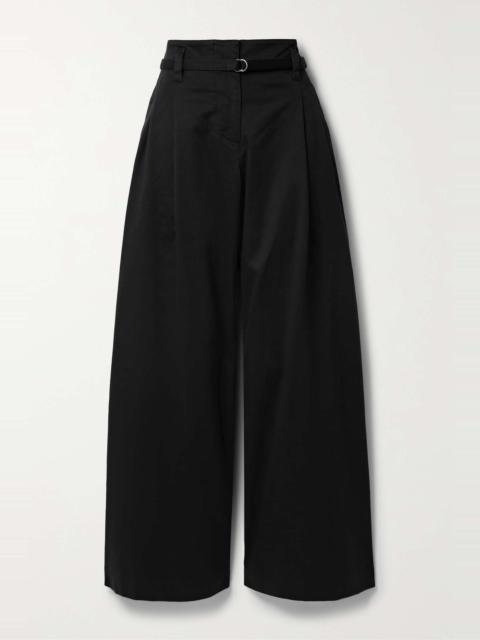 Raver belted cotton-blend twill wide-leg pants