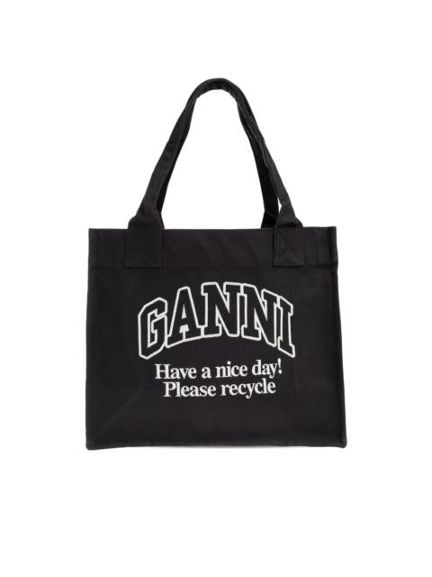 GANNI logo-embroidered tote bag
