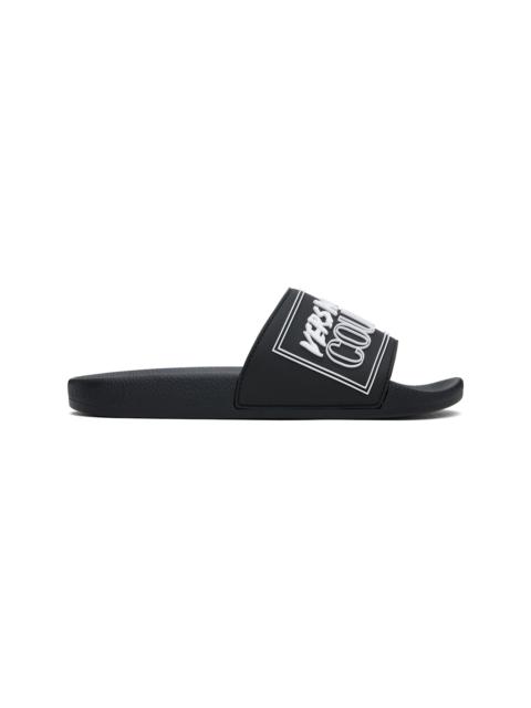 VERSACE JEANS COUTURE Black Logo Shelly Pool Slides
