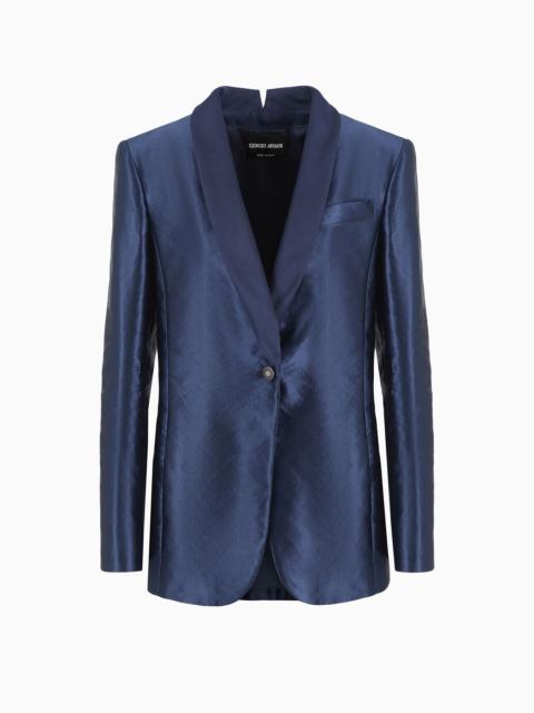 GIORGIO ARMANI Single-breasted enzyme-treated linen and silk jacket