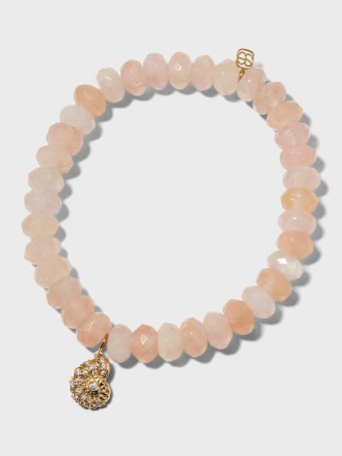 SYDNEY EVAN 8mm Morganite Rondelle Bracelet with Nautilus Shell Charm