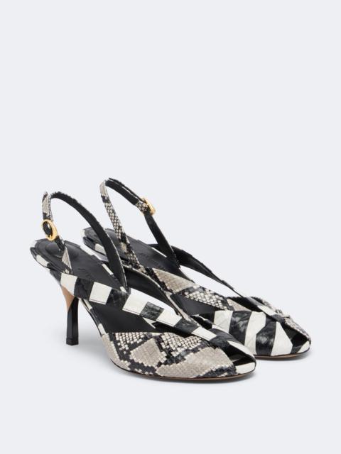 JACQUEMUS Poisson snake-effect leather slingbacks