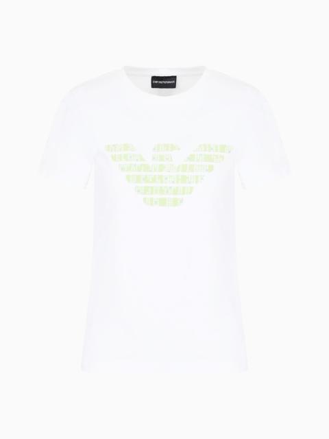 EMPORIO ARMANI Organic stretch jersey T-shirt with ASV oversized eagle pattern