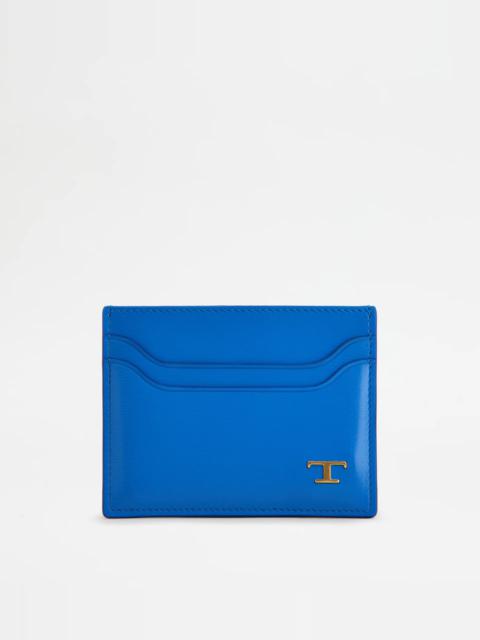 Tod's CREDIT CARD HOLDER IN LEATHER - LIGHT BLUE