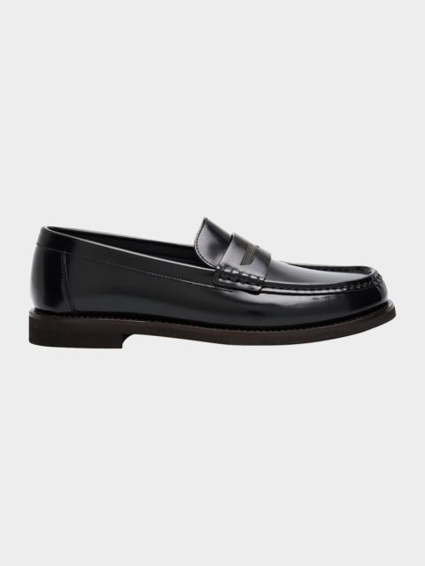 Brunello Cucinelli Leather Monili Penny Loafers