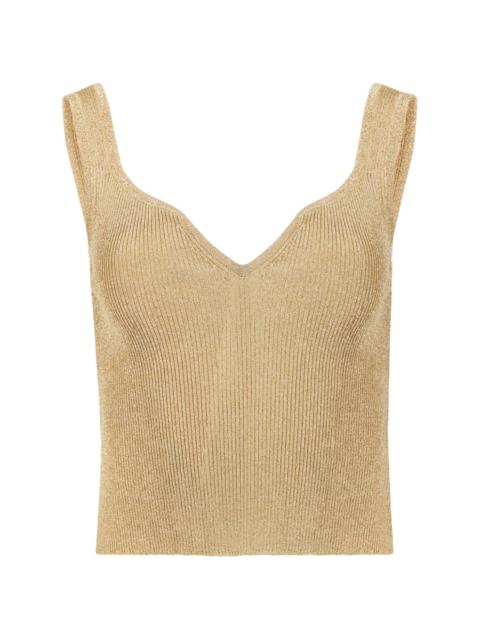 sweetheart-neck ribbed tank top