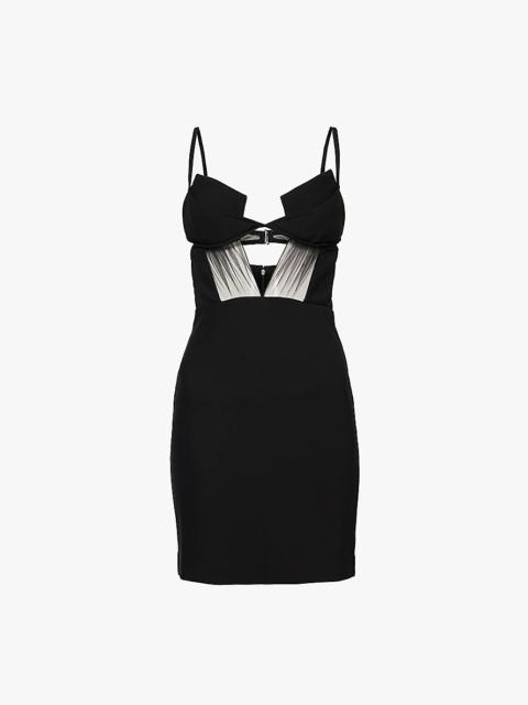 NENSI DOJAKA Rectangle front cut-out stretch-woven mini dress