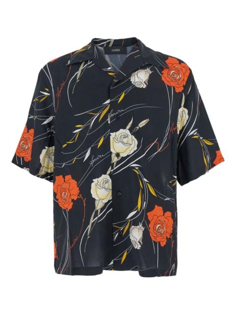 rose-print camp-collar shirt