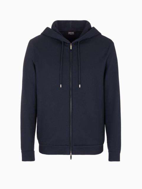 GIORGIO ARMANI Hooded sweatshirt in pure Casentino cashmere