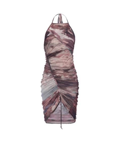 Balmain Short Pastel printed draped tulle dress