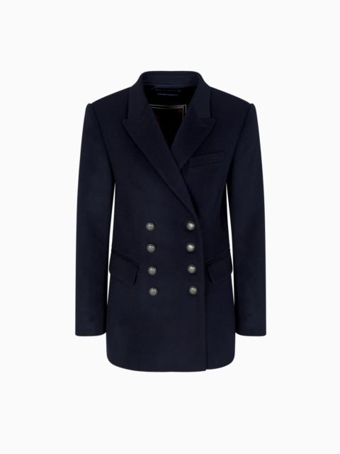 EMPORIO ARMANI DOUBLE-BREASTED BLAZER IN COMPACT WOOL AND CASHMERE