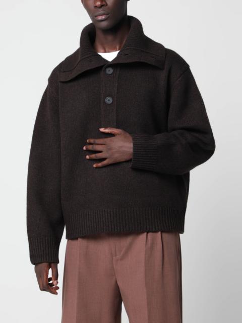 Studio Nicholson Orena brown polo shirt in yak and merino wool
