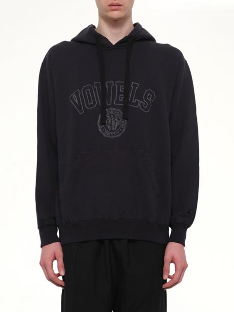 vowels Faded Collegiate Hoodie in Black
