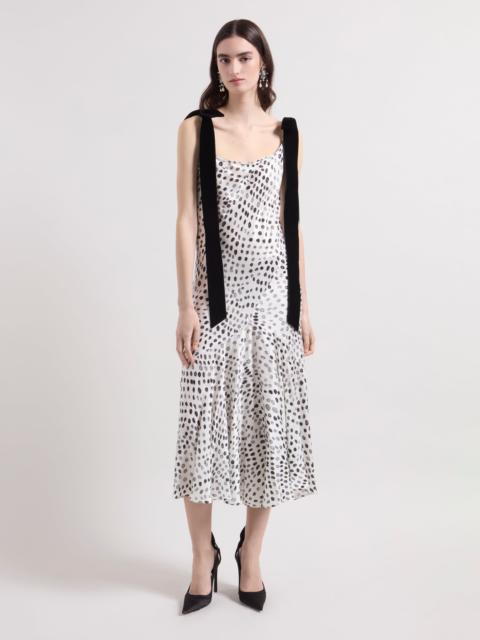 NINA RICCI Satin Polka Dots Midi Dress