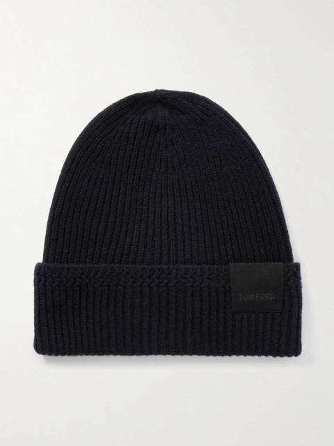 TOM FORD Logo-Appliquéd Ribbed Cashmere Beanie