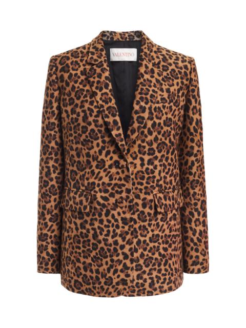 Valentino Animal-Print Wool-Silk Blazer Jacket animal