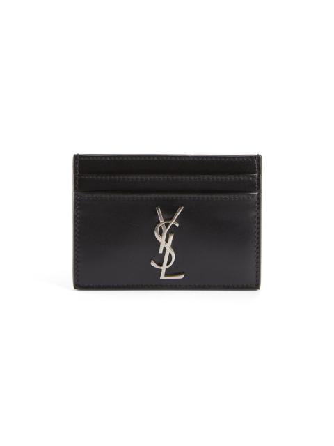 SAINT LAURENT Women's Cassandre Matelassé Card Case in Smooth Leather - Nero