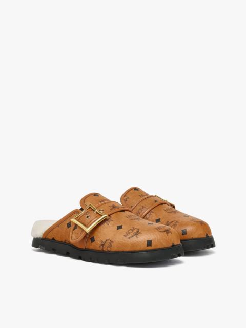 MCM Flat Mule in Visetos and Shearling